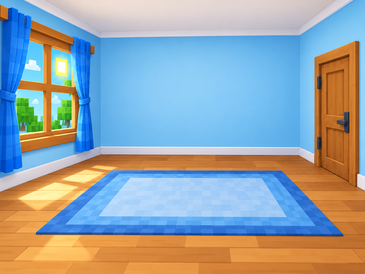Empty blue bedroom ready to build