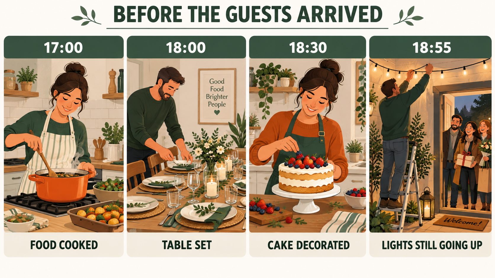 Dinner preparations before guests arrived